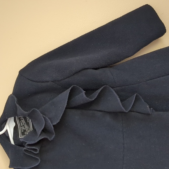 3T Rothschild Coat Ruffle Snap Front Solid Color Girl's Coat Black - Picture 6 of 14